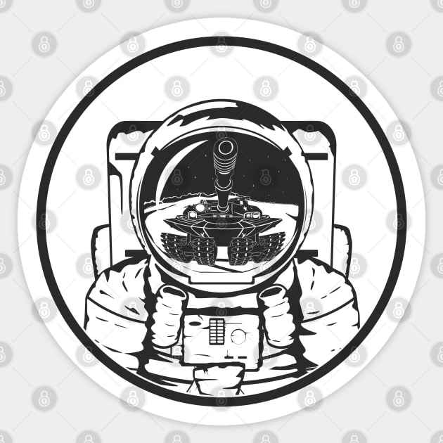 The astronaut met the tank Sticker by FAawRay